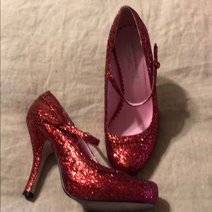 Red glitter heels